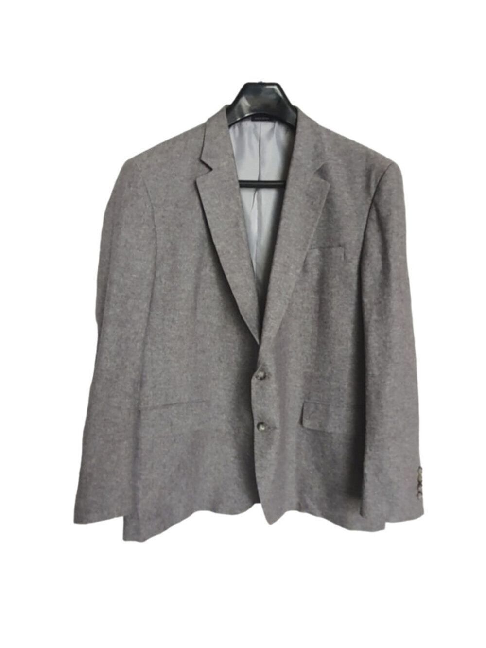 Stafford Classic Fit Linen Blend Sport Coat Blazer Single Breasted Gray Mens 48R